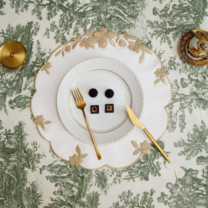 LOTUS WHITE GOLD ROUND FAUX LEATHER PLACEMAT (Set Of 4)